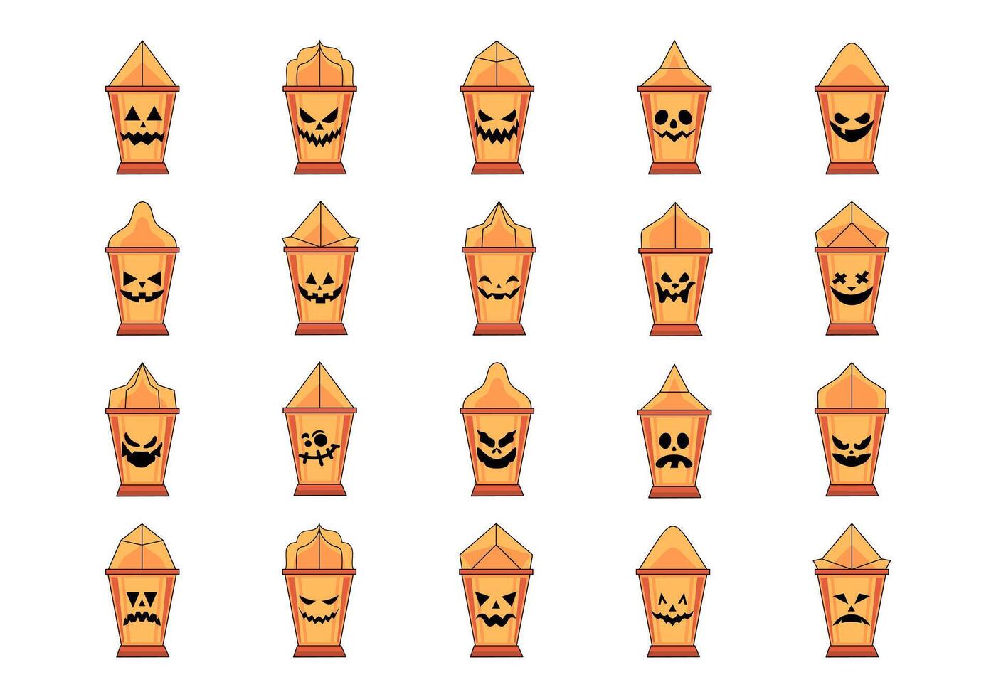 Scary Lantern Face Icon Element vector