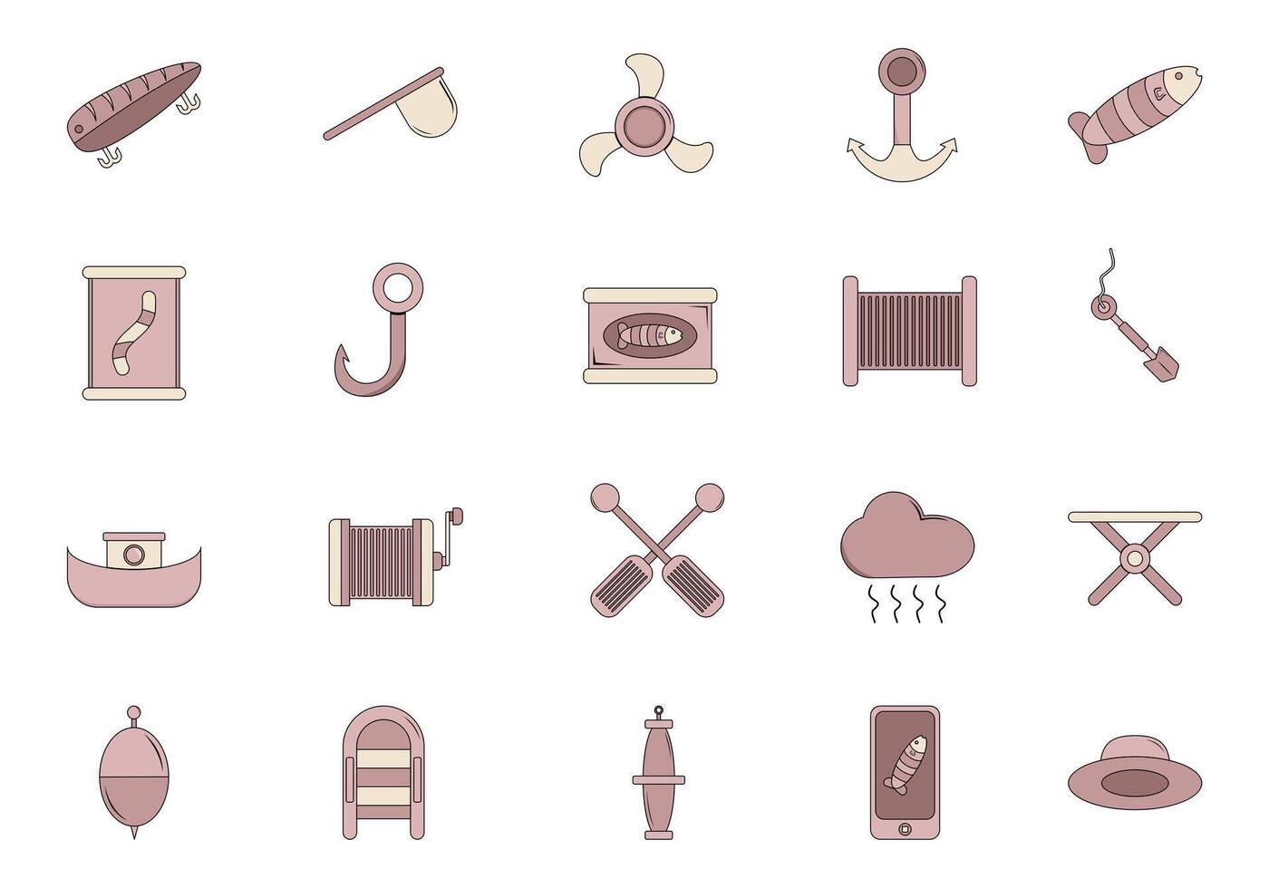 Set Of Fishing Icon Element vector