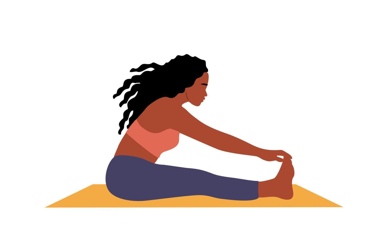 Woman doing seated forward bend yoga exercise vector