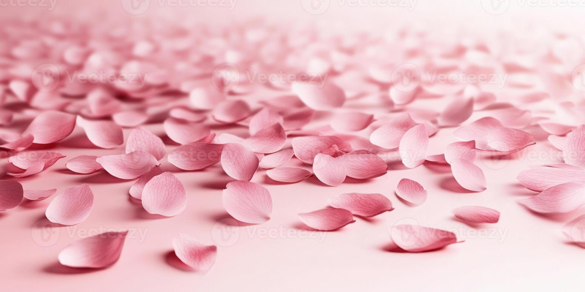 Softly illuminated cherry blossom petals on a gentle pink background for elegant spring design photo