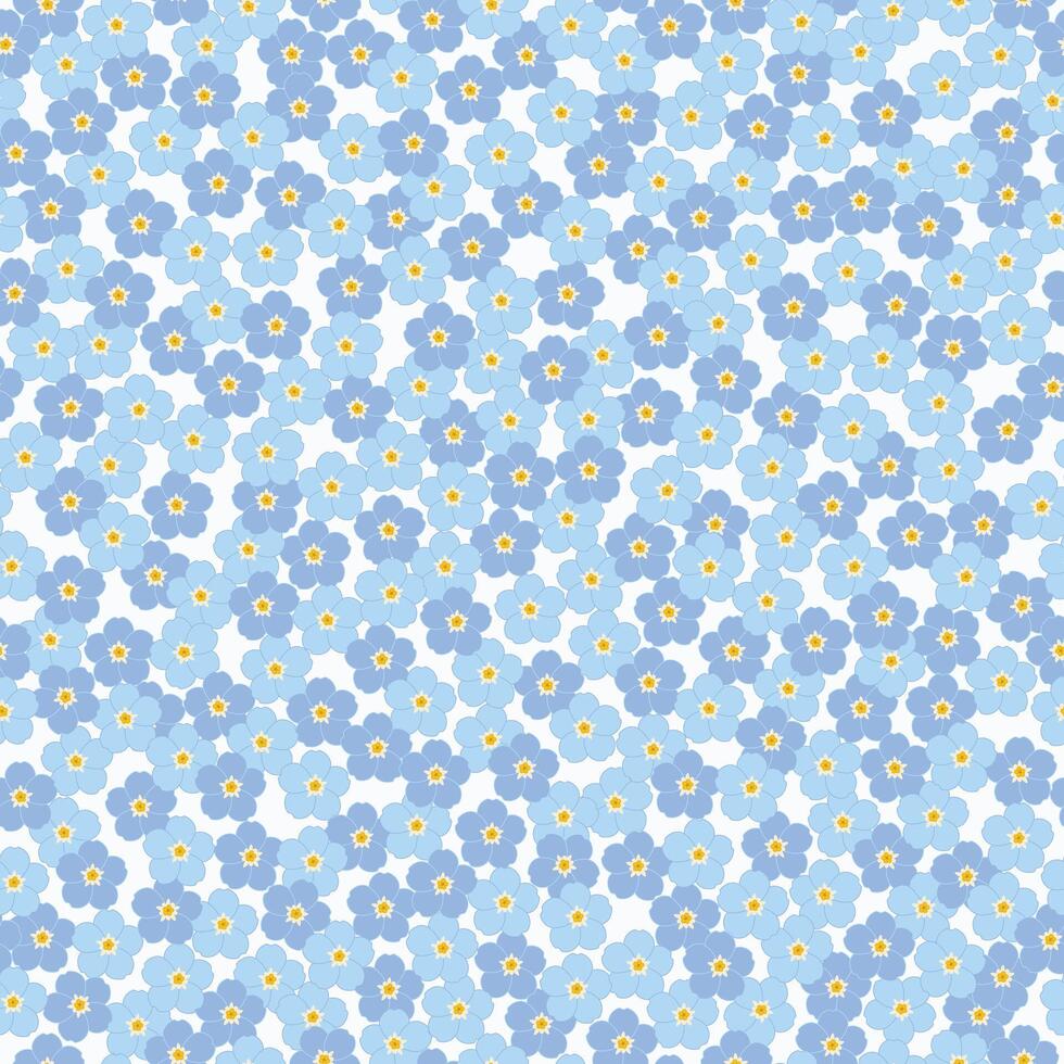 Seamless pattern with blue forget me not flower blooms. Illustration. For background textile fabric wrapping vector