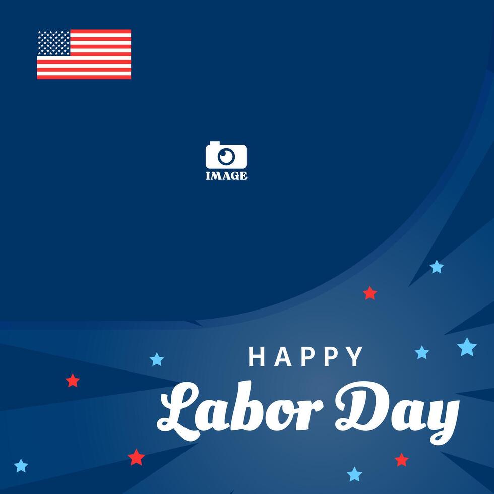 Happy Labor Day. Social Media template design with american flag for events, promotions, advertisements vector