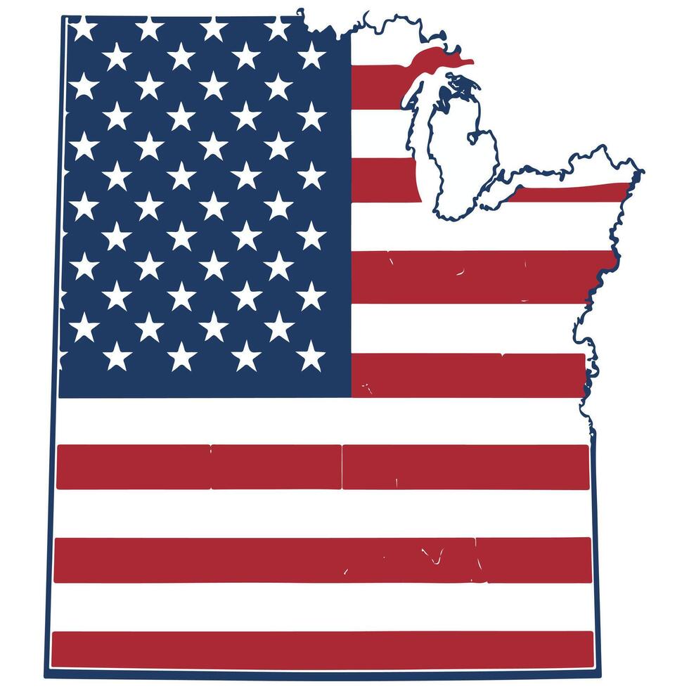 Map of Utah State with inside US flag. vector