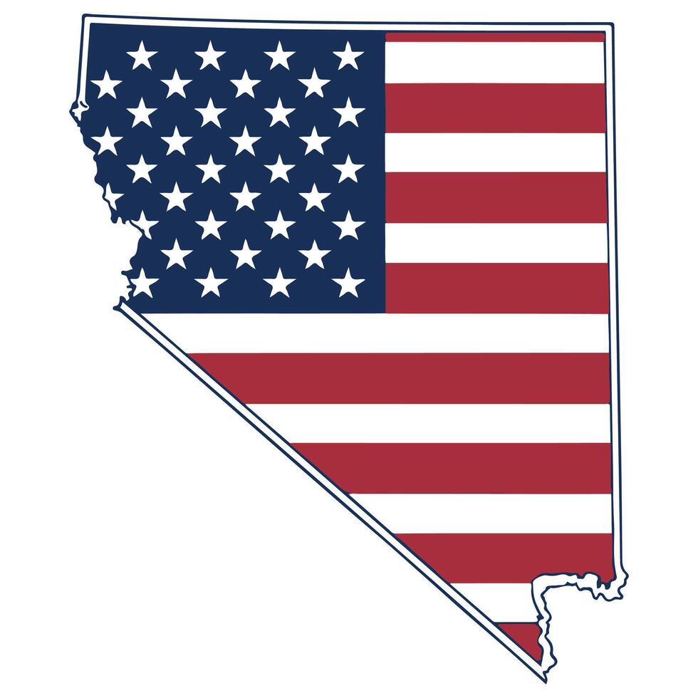 Map of Nevada State with inside US flag vector