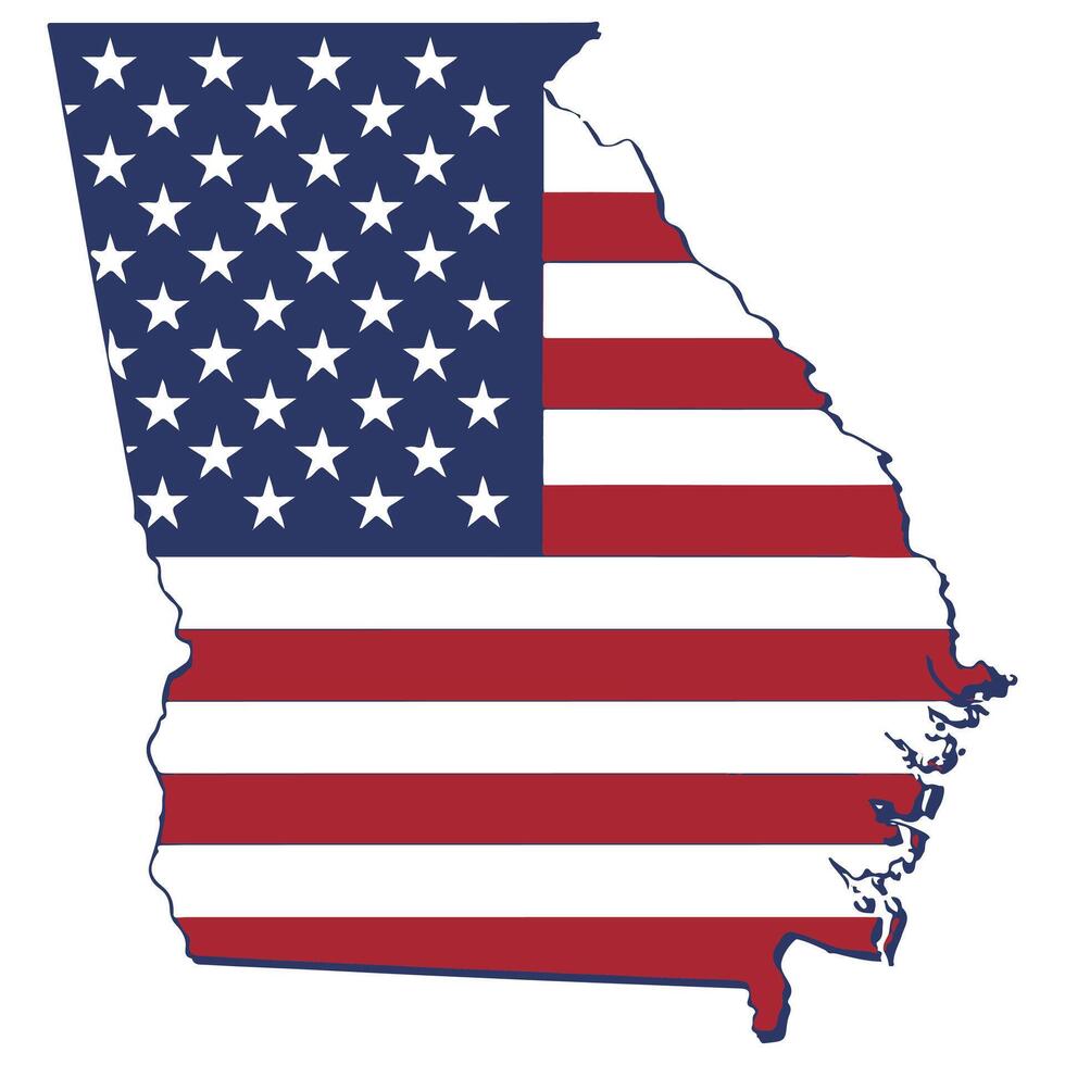 Map of Georgia State with inside US flag vector