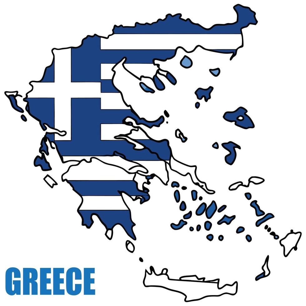 Map of Greece with inside flag vector
