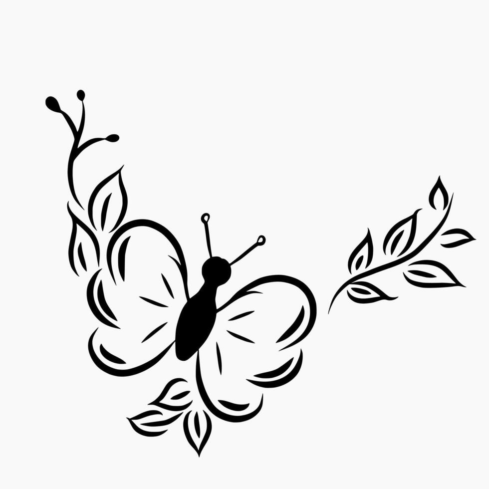 Butterfly decorative corner border graphic illustration vector