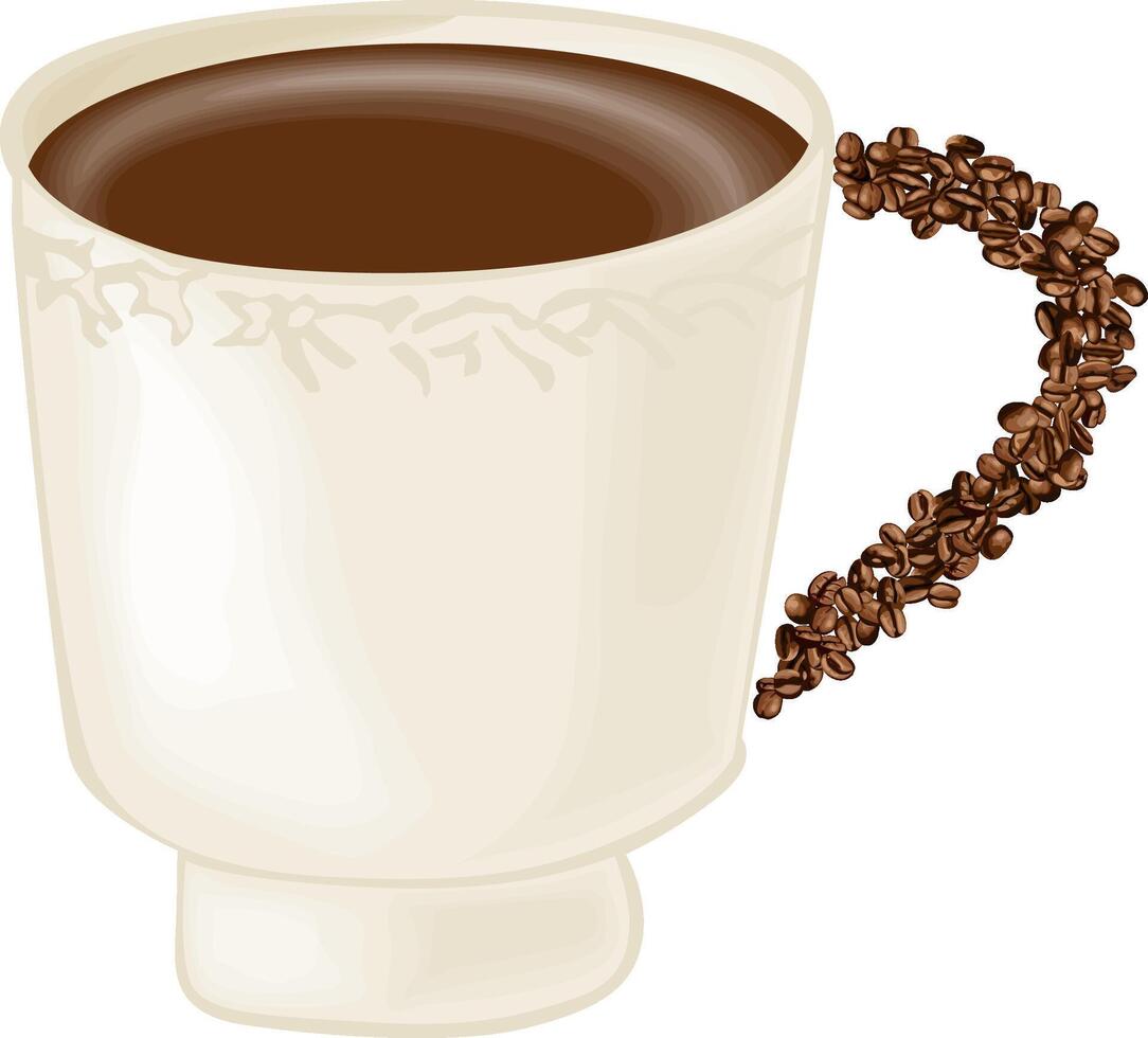 Cup of coffee with handle made of coffee beans vector