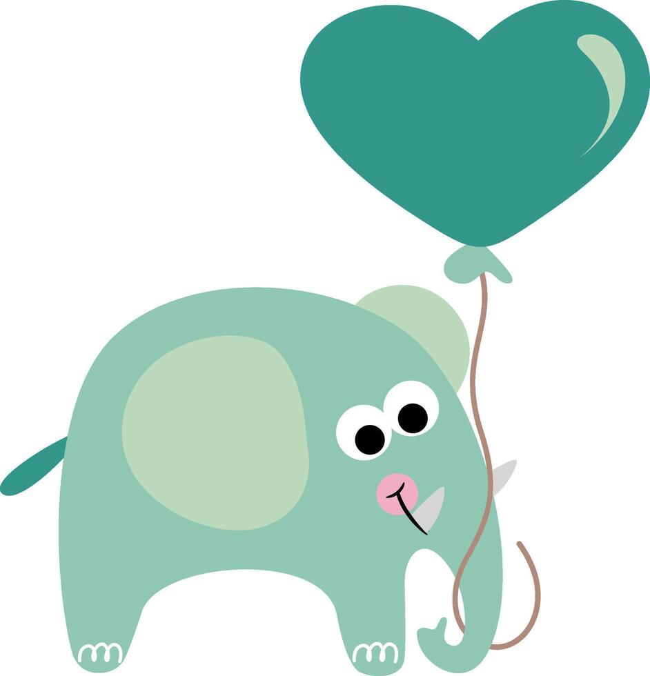 Funny elephant holding a heart shaped balloon vector