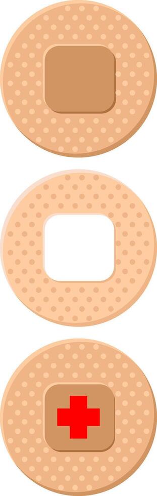 Set of three round adhesive bandages vector