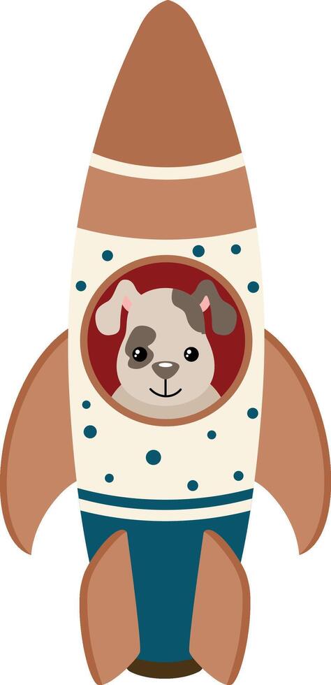 Puppy explorer in a space rocket vector