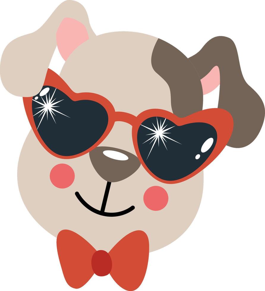 Valentines Puppy with Heart-Shaped Glasses vector