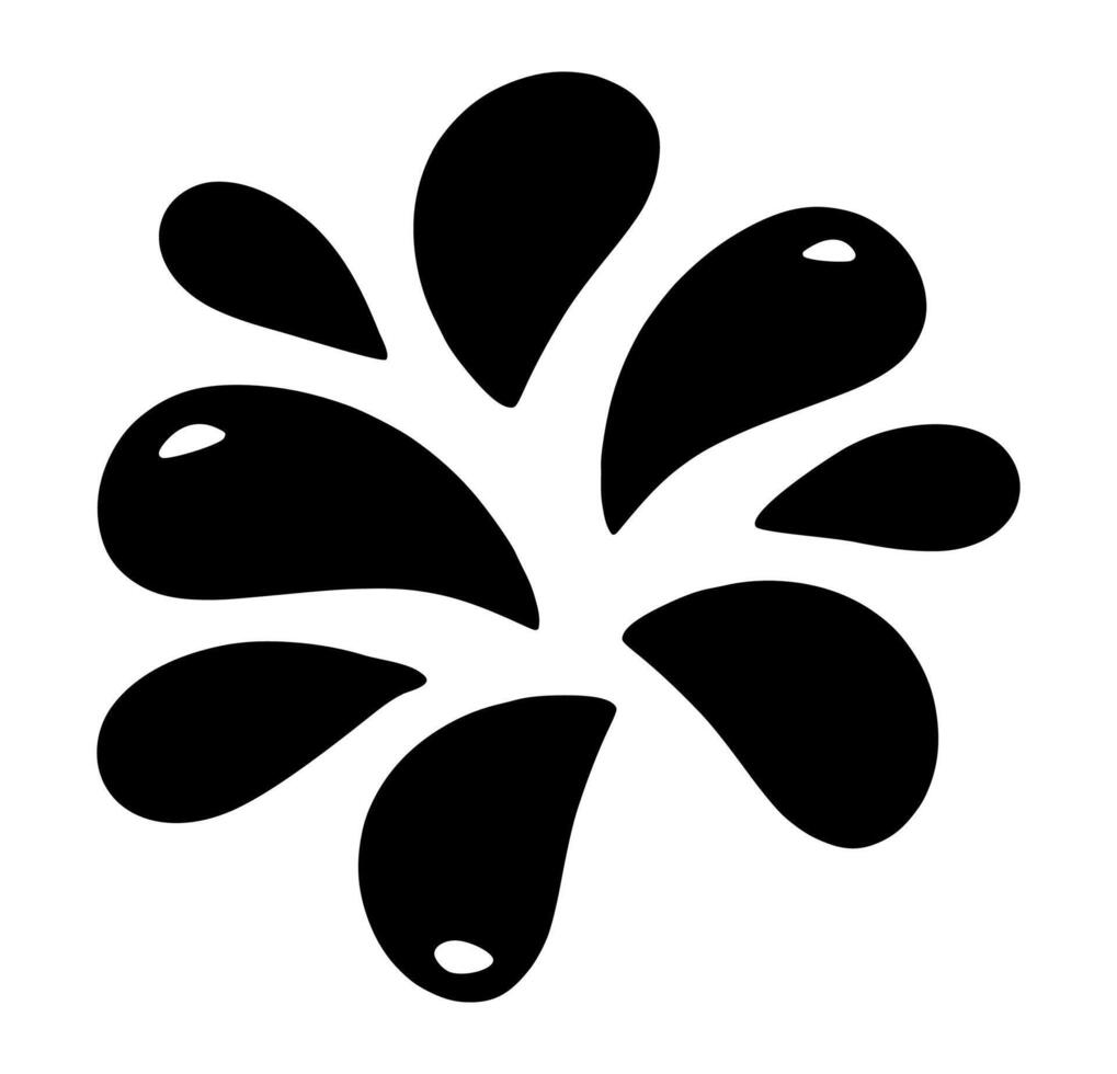 Doodle water drop, hand drawn Splash of liquid. Sweat tear icon. Perfect for skincare, weather, eco, hydration, or cartoon-style UI elements. Isolated on white. vector