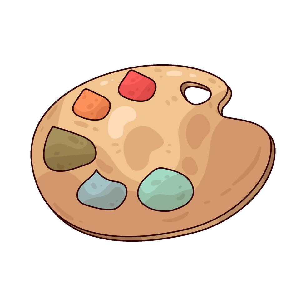 wooden paint palette illustration vector