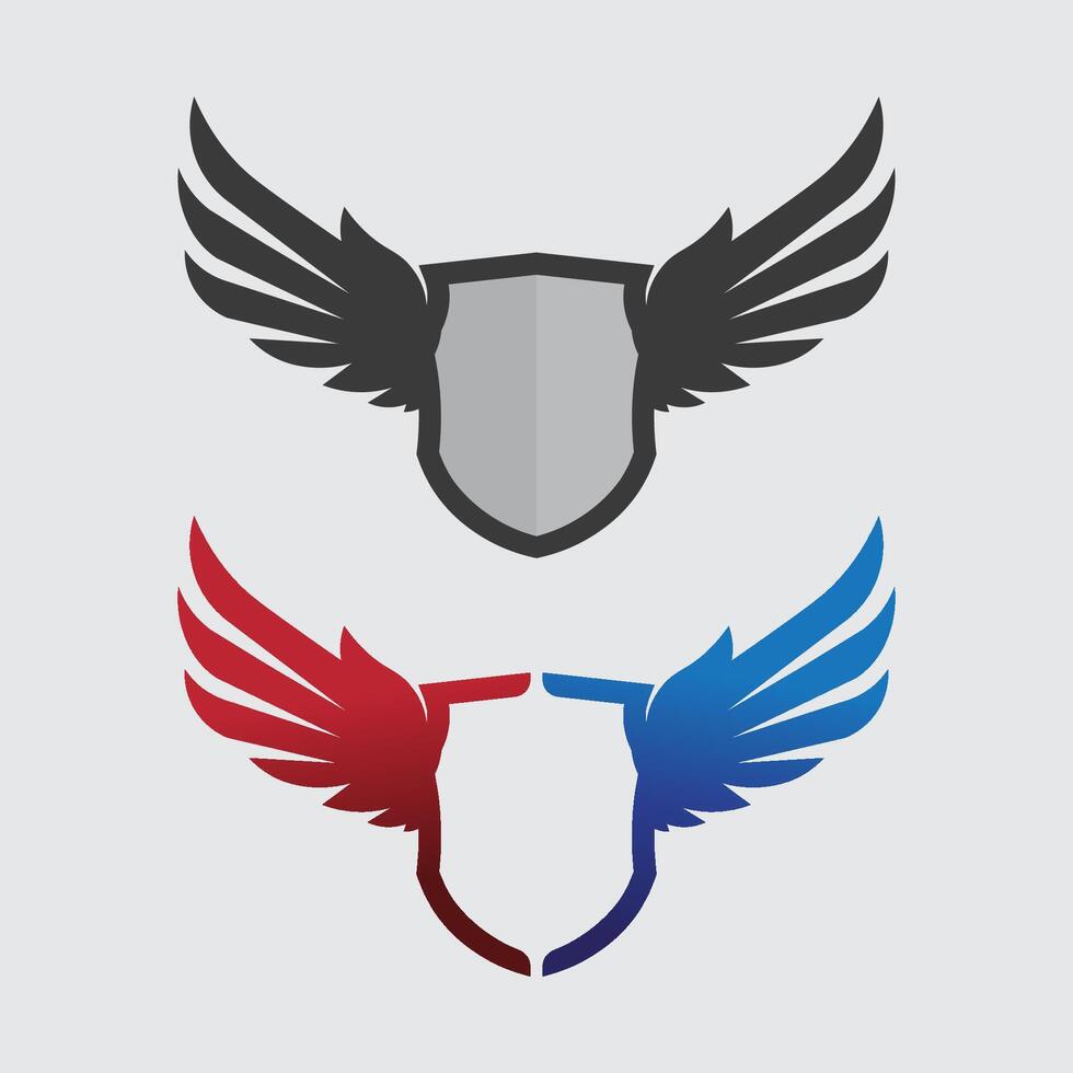 Wings wi logo and animal wings icon sign stock logo design graphic illustrationth shield vector