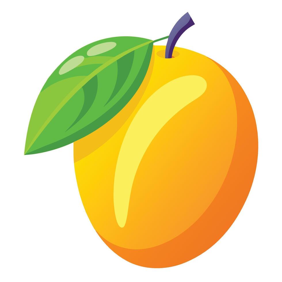 a mango fruit with a leaf on it vector