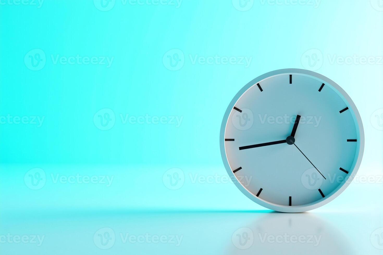 A clock is shown on a blue background photo