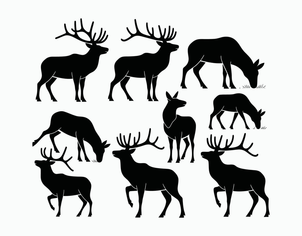 Elk Silhouette Collection Template Illustration vector