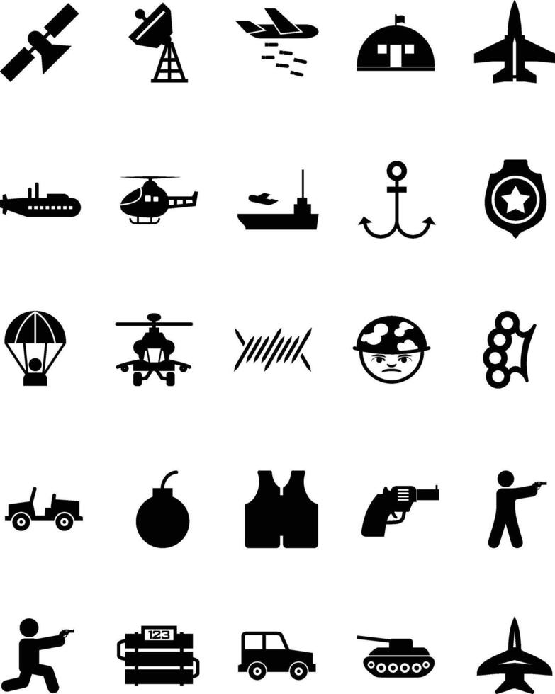 military icons set illustration vector