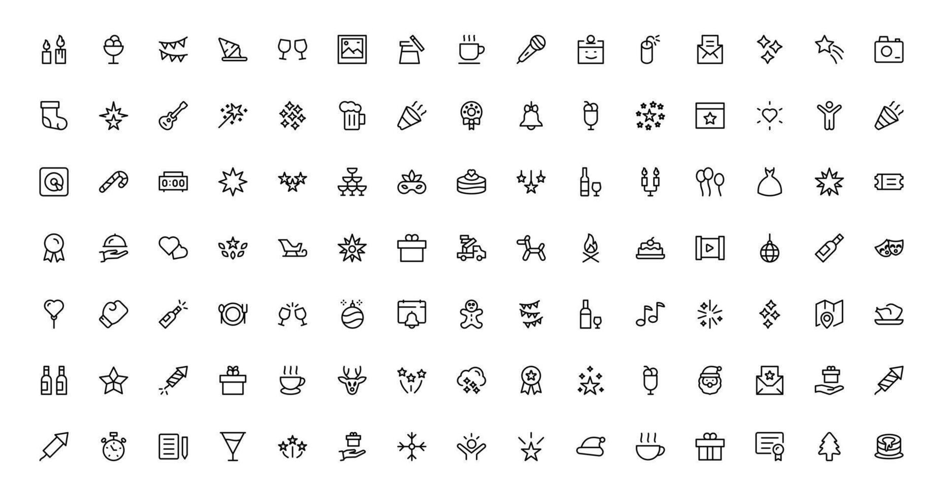 Celebrate the New Year with Stylish Icons for Festive Occasions. This Icon Set Includes Cheers, Fireworks, and Vibrant Symbols vector