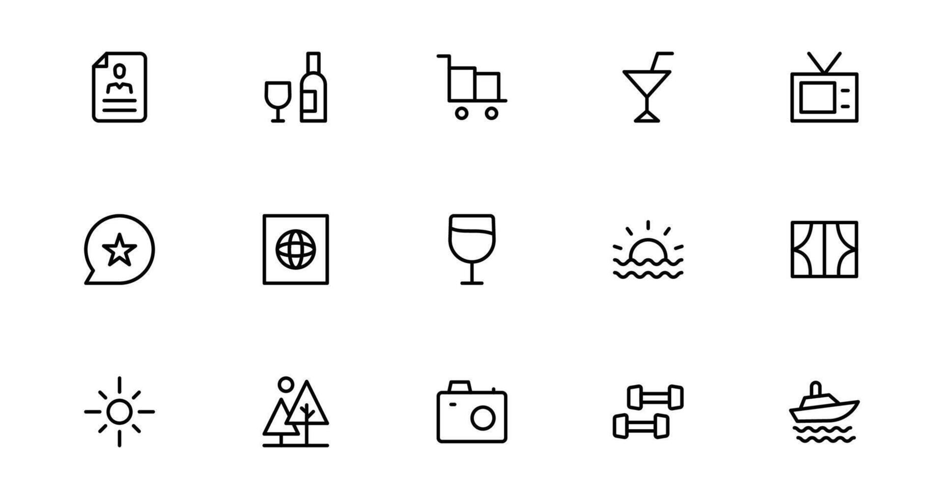 Pixel Perfect Travel Booking with Icon Designs for Reservations, Flights, and Travel Plans. Perfect for Websites, Apps, and User Interfaces in the Travel Industry. vector