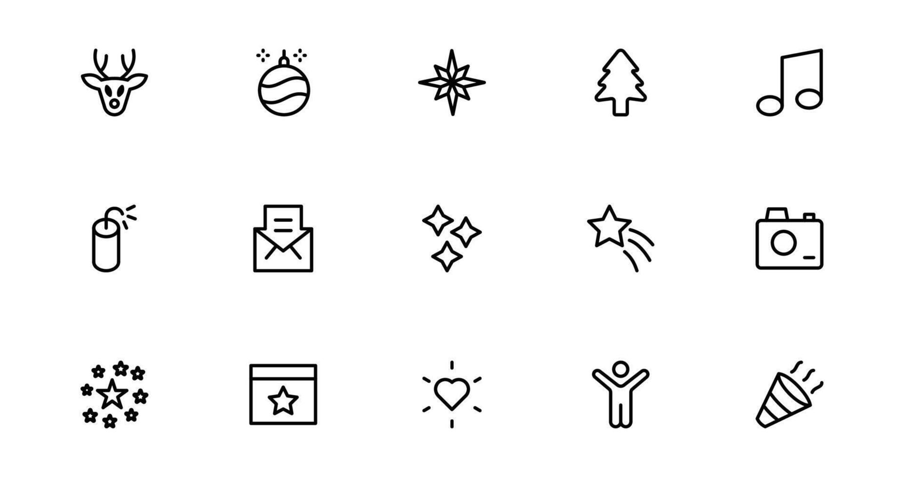 Celebrate the New Year with Stylish Icons for Festive Occasions. Icon Set Includes Cheers, Fireworks, and Vibrant Symbols for Every Celebration. vector
