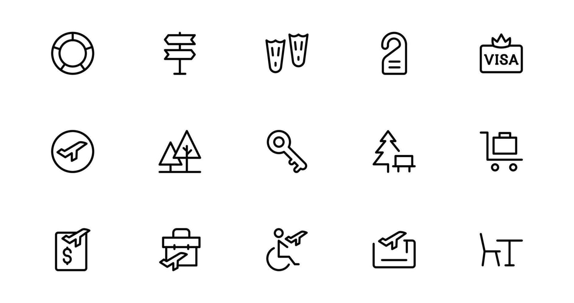 Streamline Travel Booking with Icon Designs for Reservations, Flights, and Travel Plans. Perfect for Websites, Apps, and User Interfaces vector