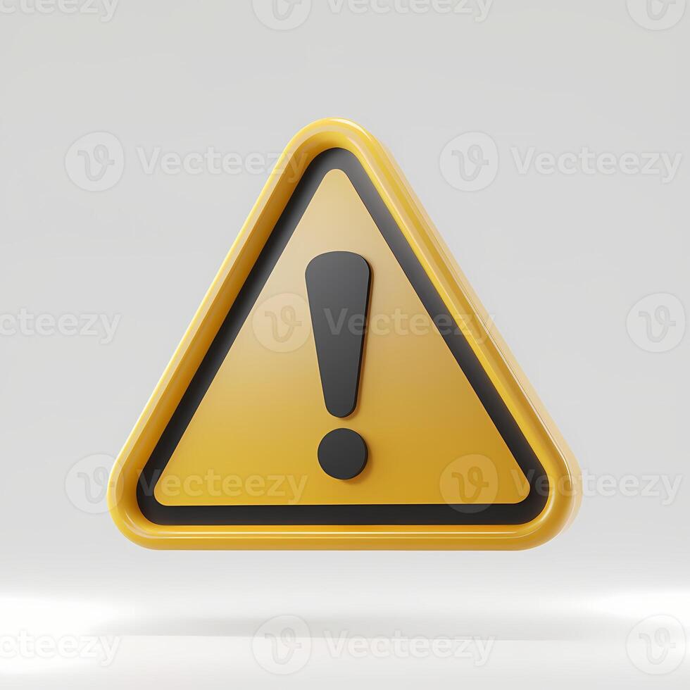 A yellow triangle with a black exclamation point in the middle photo