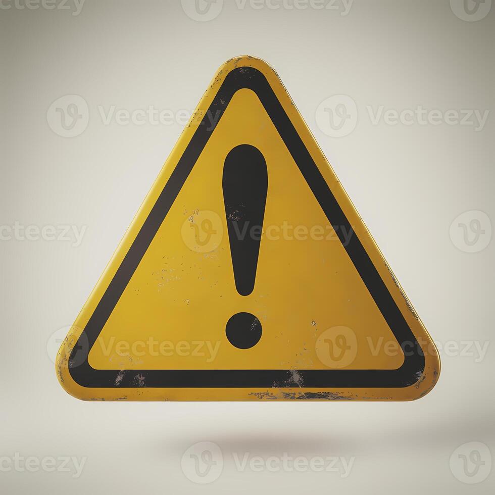 A yellow and black sign with an exclamation point photo