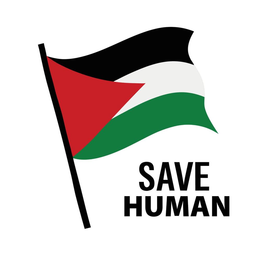 Palestine flag waving vector