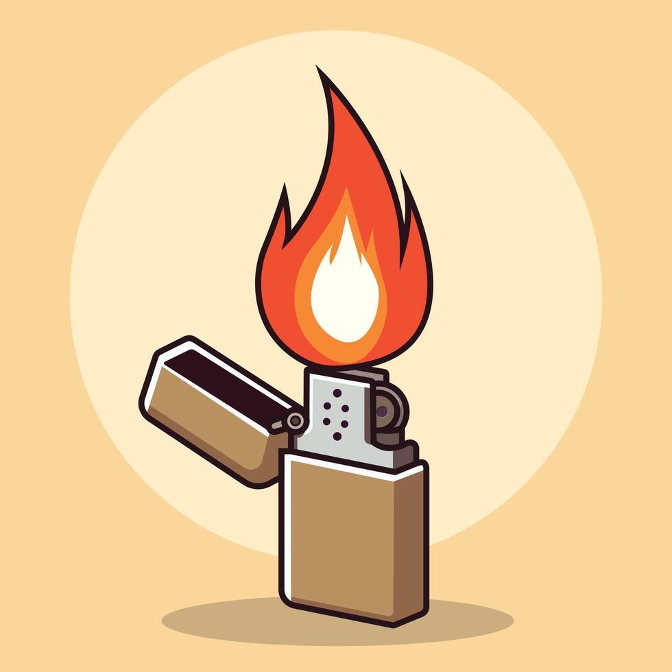 Burning Match Lighter Cartoon Icon Illustration. Object Nature Icon Concept Isolated Premium . Flat Cartoon Style vector