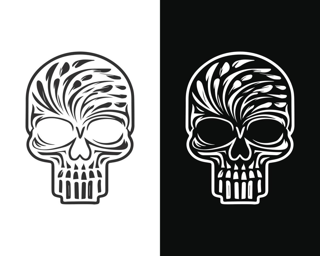Sleek Skull Design on Split Black and White Background vector