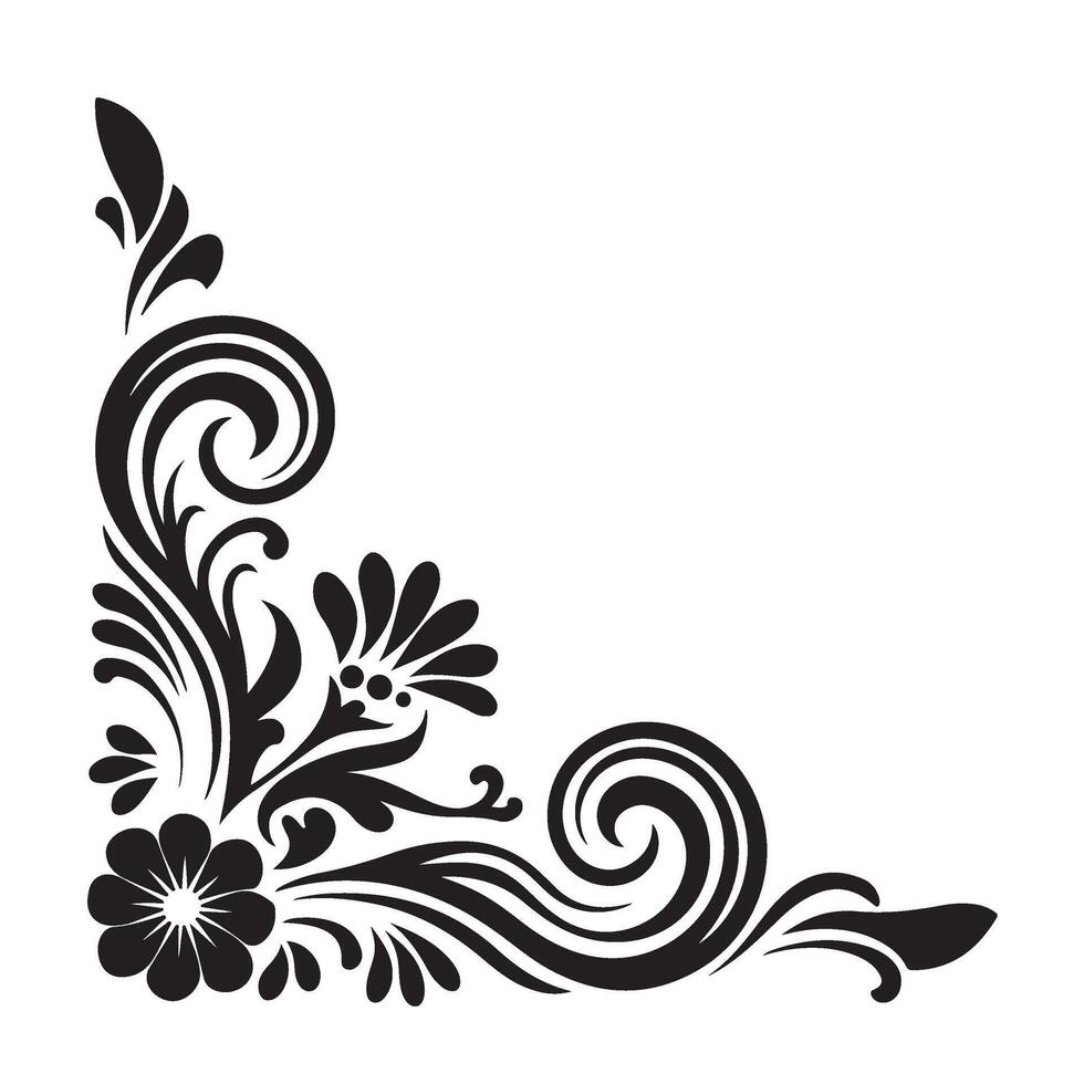 Vintage Ornate Black Corner Element Floral Art vector