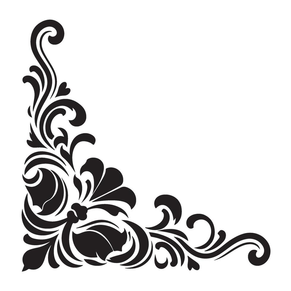 Ornate Black Corner Decoration Elegant Floral Design vector