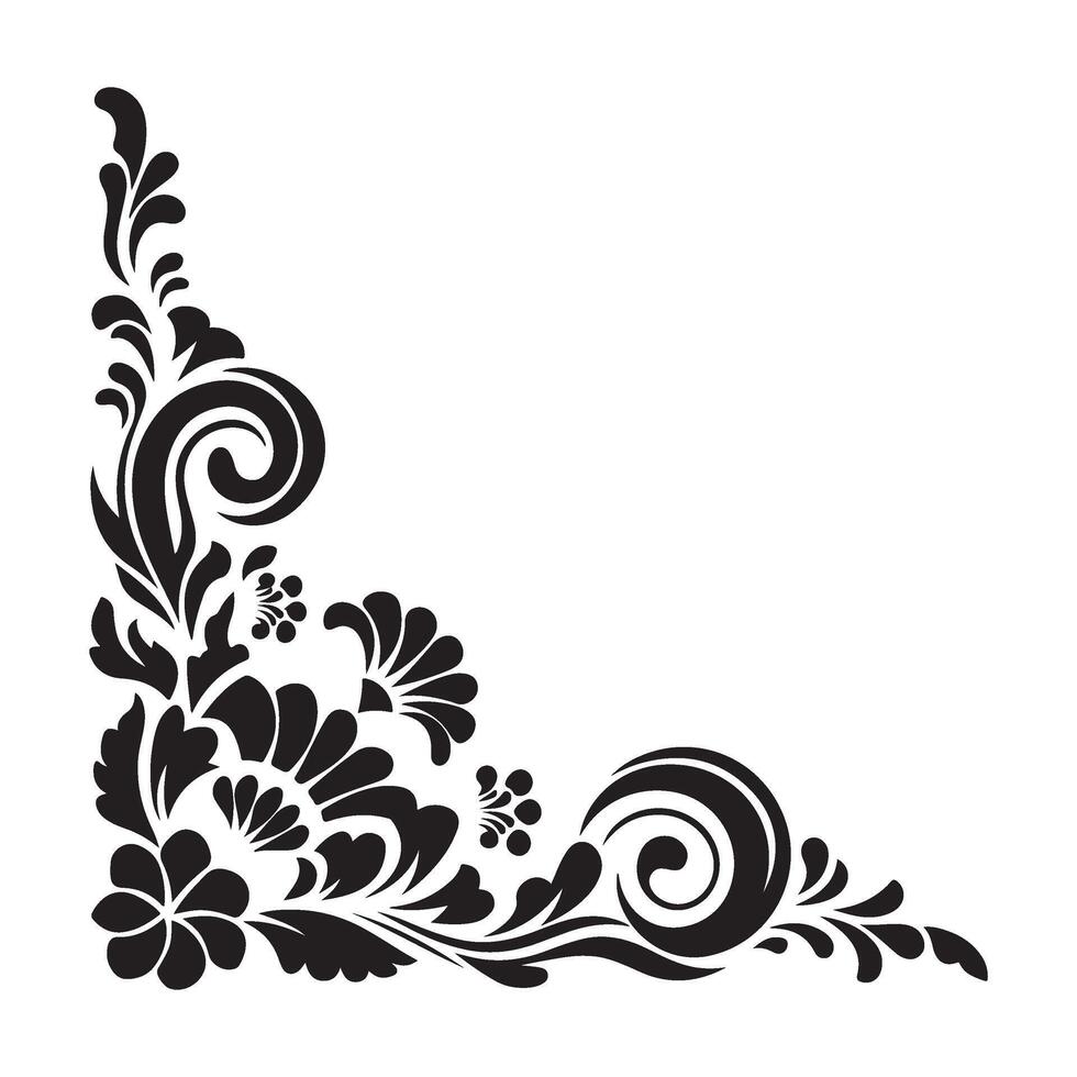 Ornate Corner Flourish Black Floral Ornament vector