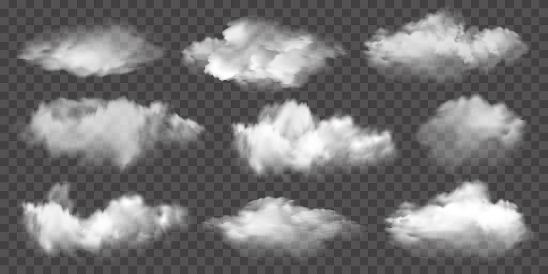 Realistic white 3D isolated clouds vector
