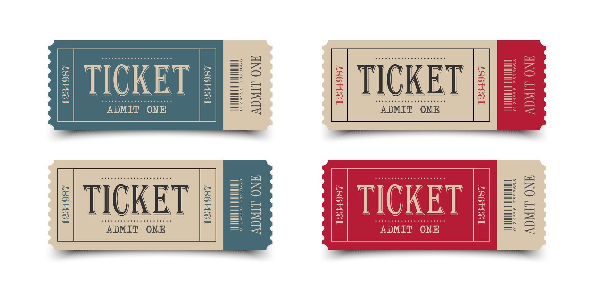Retro ticket templates with shadows vector