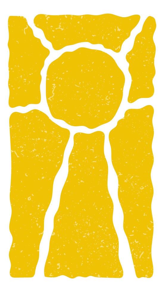 Groovy sun background. Curvy yellow rays. Sunburst, sunrise or sunset poster. Summer theme wallpaper. Trendy psychedelic print. Happy, good, positive vibes design. vector