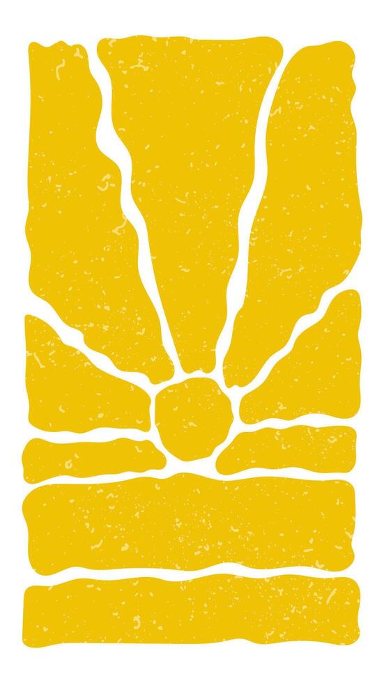Retro Groovy Sun Background. Abstract Wave Ray Pattern in Trendy 70s Style. Boho Colorful Groovy Sun Psychedelic Vintage Background vector