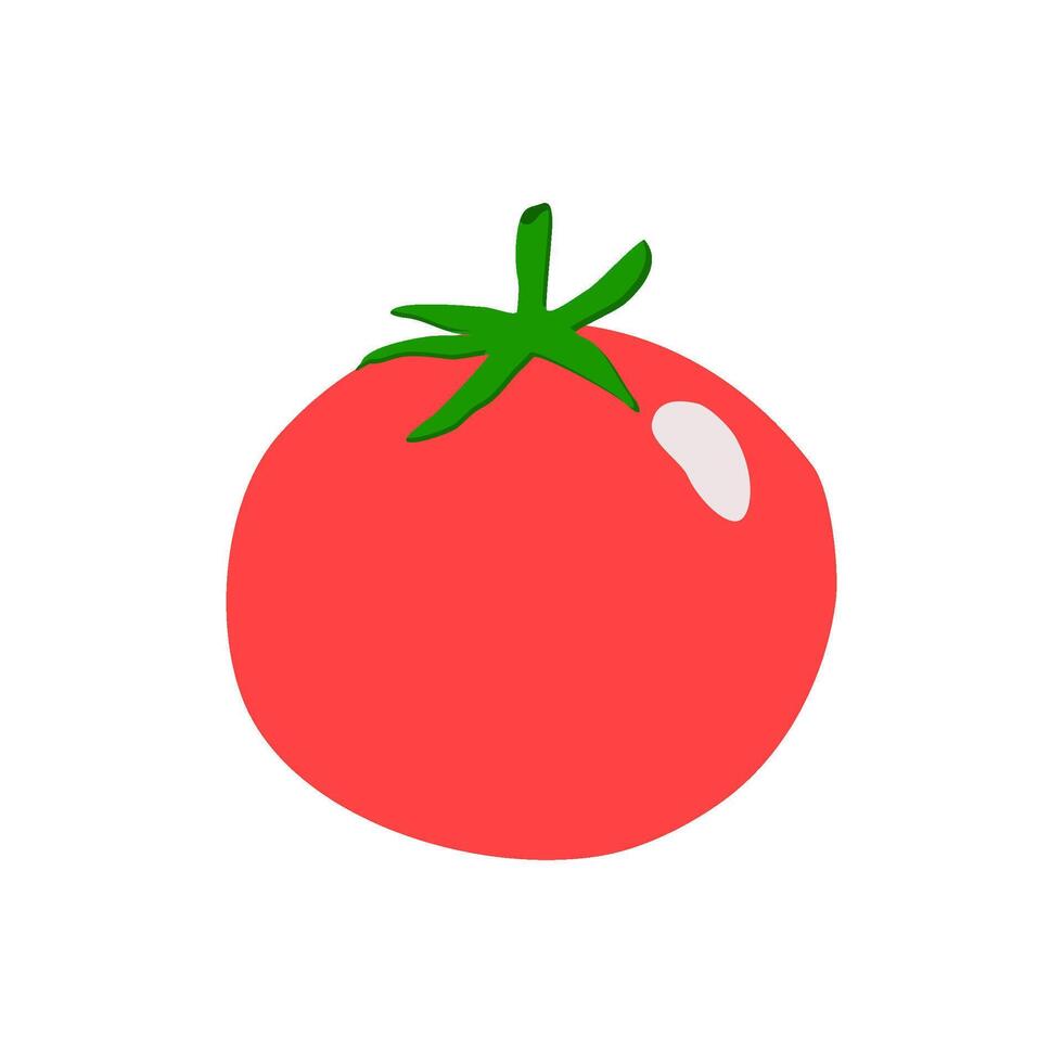 Fresh red tomato with green leaf on white background. vector
