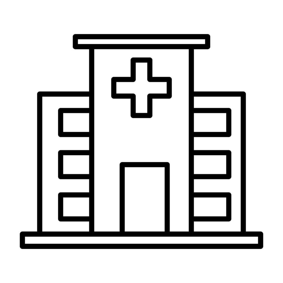 Hospital line icon on white background. vector