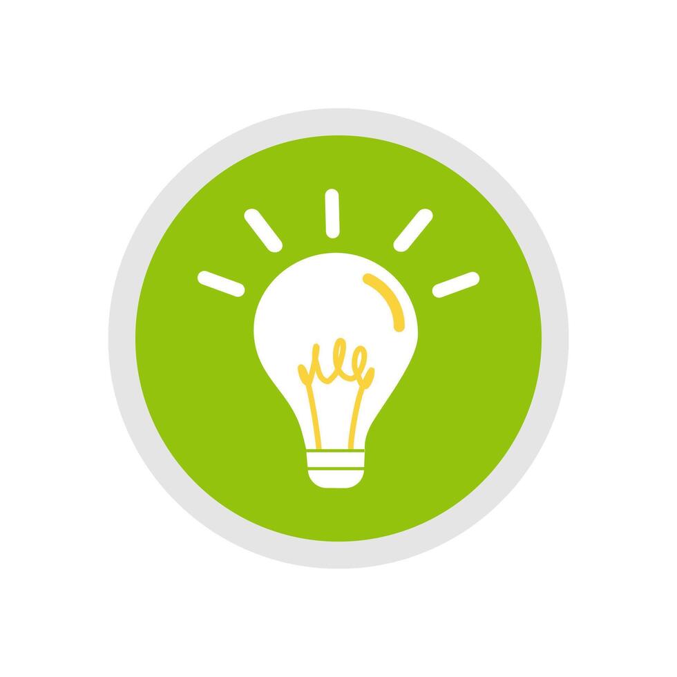 Light bulb icon or logo design on green circle. vector