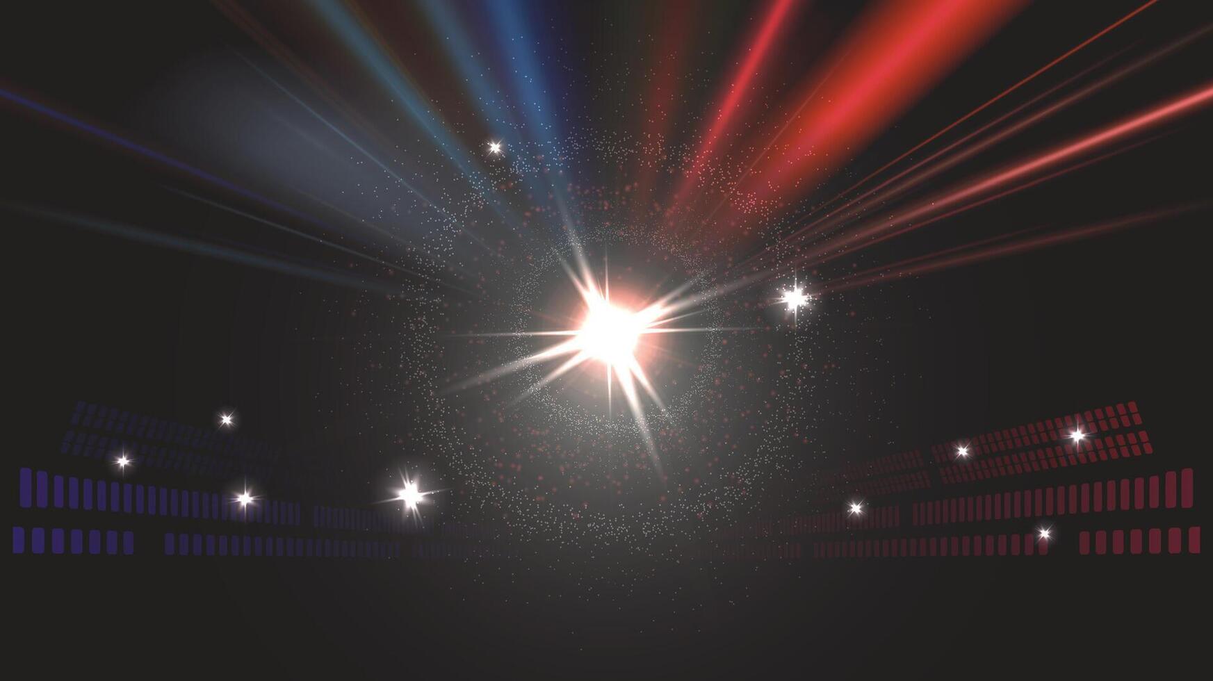 Abstract background red and blue stadium stage hall with lights of round futuristic technology user interface Blue lighting stage vector