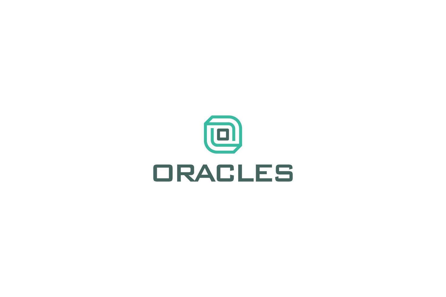 Letter O line art technological square logo vector