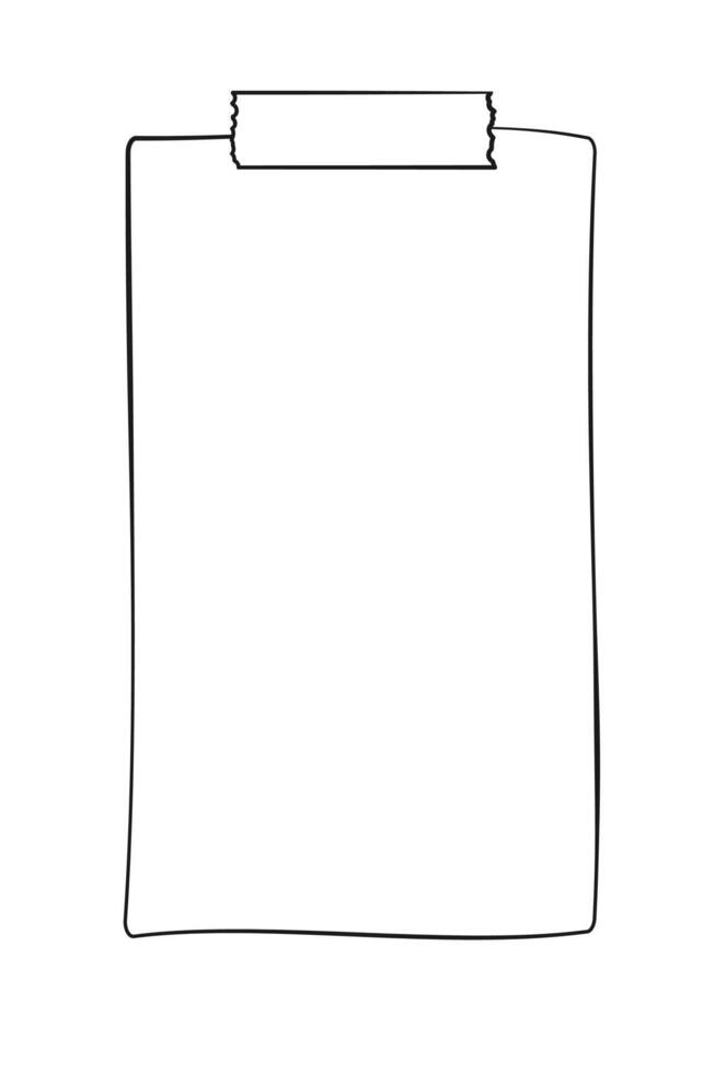 Hand drawn memo paper sheet, sticky note, to do list, sticky tape. Bullet journal elements in line art doodle style. vector