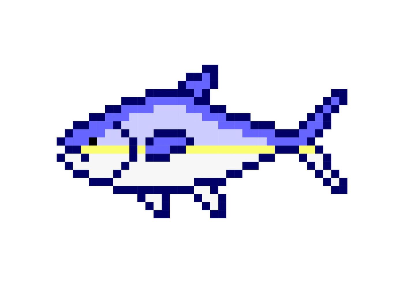 Pixel art of fish tuna. Pixelated of fish tuna for game character. vector