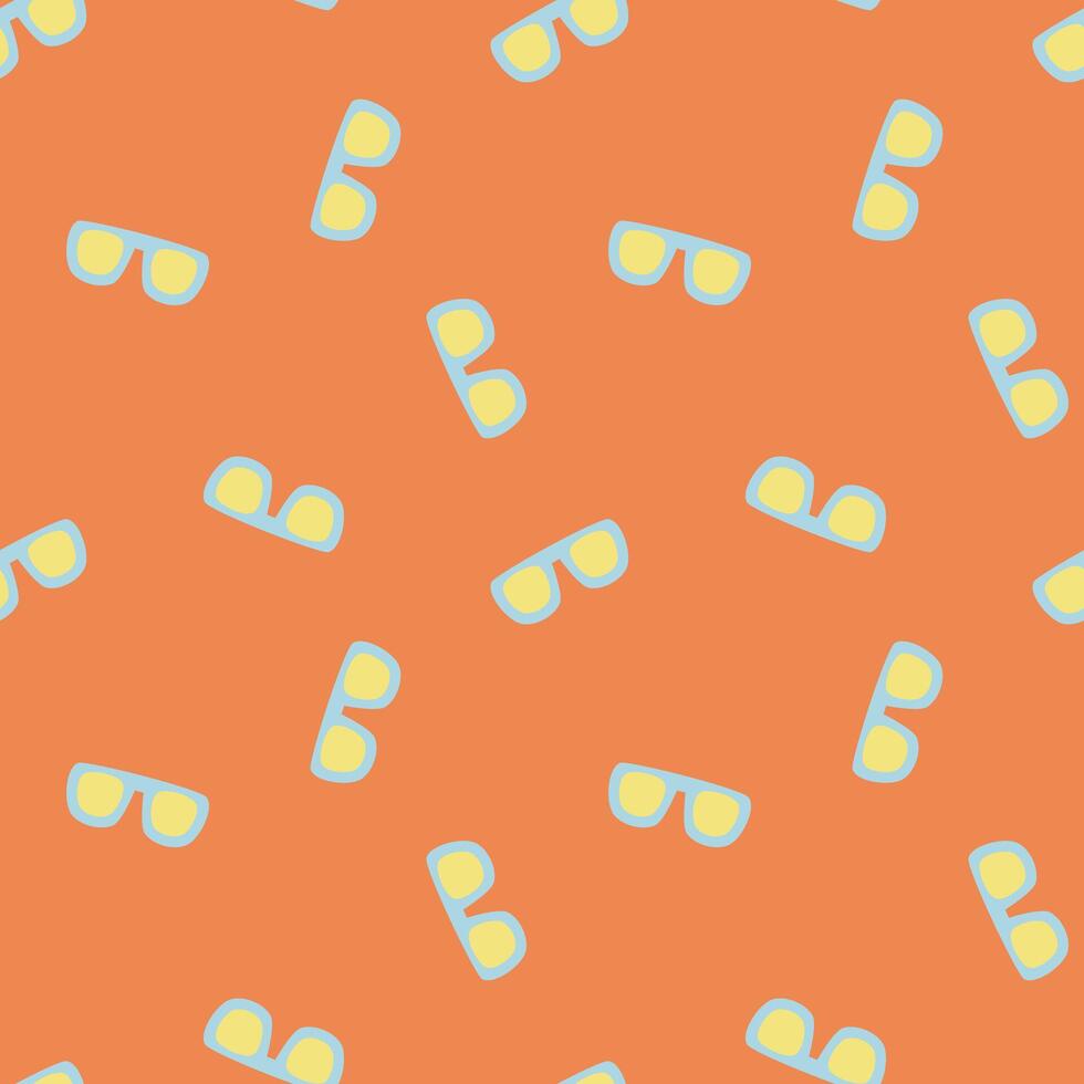 seamless minimal colorful sunglasses repeat pattern in orange background vector