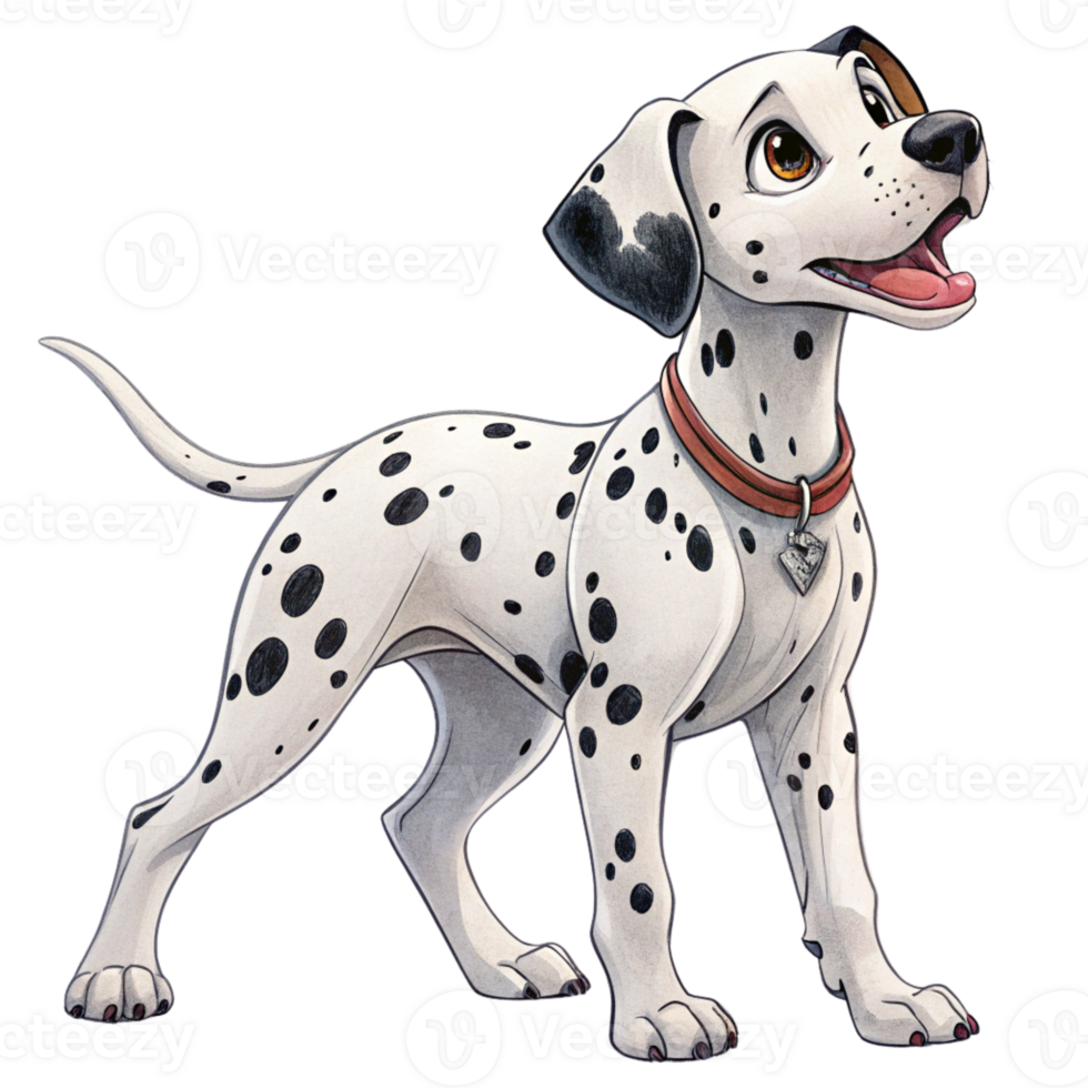 Dalmatian dog with black spots and white spots png