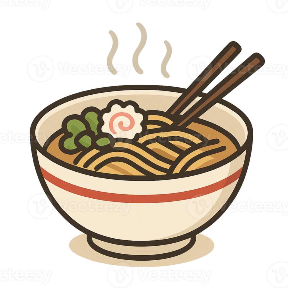 illustration of a ramen bowl with Chopstick png