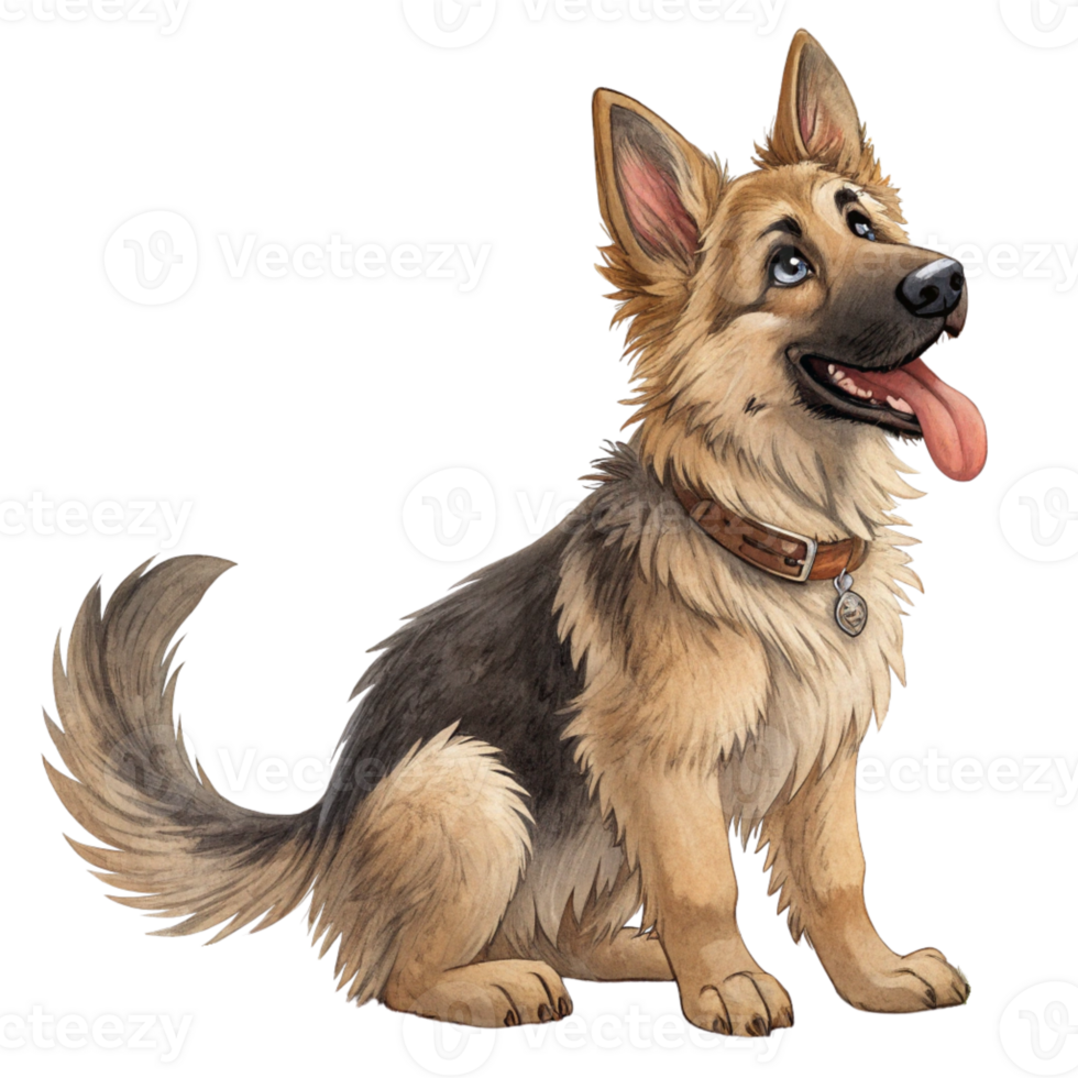 A german shepherd dog sitting down with its tongue out png